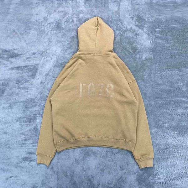 

men's jackets fg7c essential series sweatshirt, loose street clothes, lyrics printing, hip-hop, high-quality khaki pulova, Black;brown