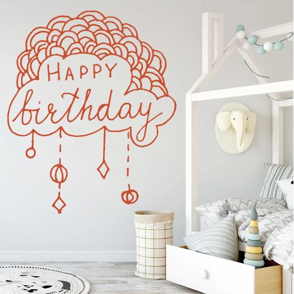 

wall stickers creativity decals happy birthday poster for kids girl room party bedroom livingroom decoration murals hj0134
