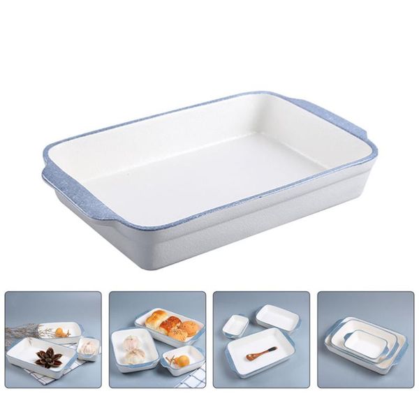 

dishes & plates 1pc home rectangular bowl with double handles baking ceramic rice