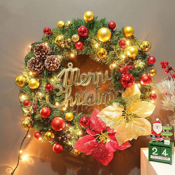 

decorative flowers & wreaths 40cm christmas wreath front door hanging rattan garland ornament wedding party decoration happy year