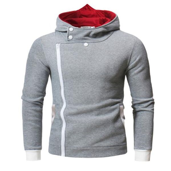 

zng 2021 spring casual hoodie oblique zipper solid color hoodies men fashion size -4xl, Black;gray
