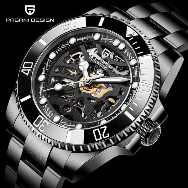 

pagani design new sapphire glass men watch stainless steel waterproof mechanical luxury automatic relogio masculino, Silver