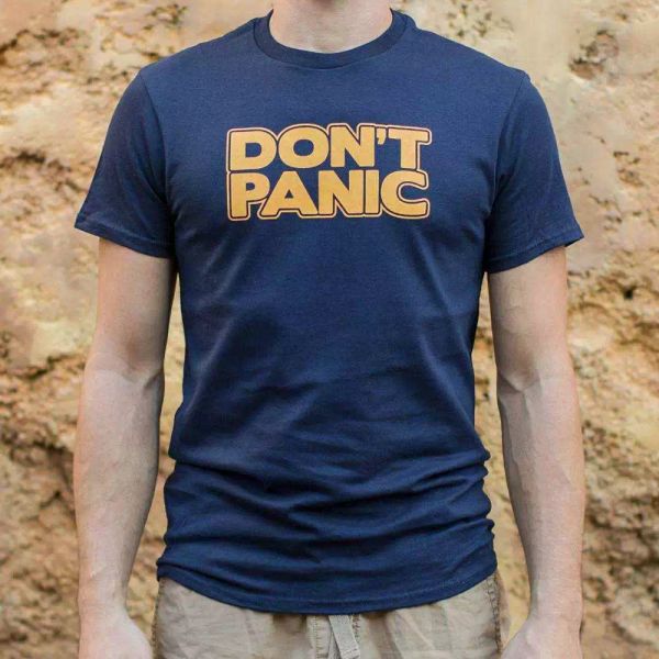 

don't panic t-shirt | short sleeve graphic tee, White;black