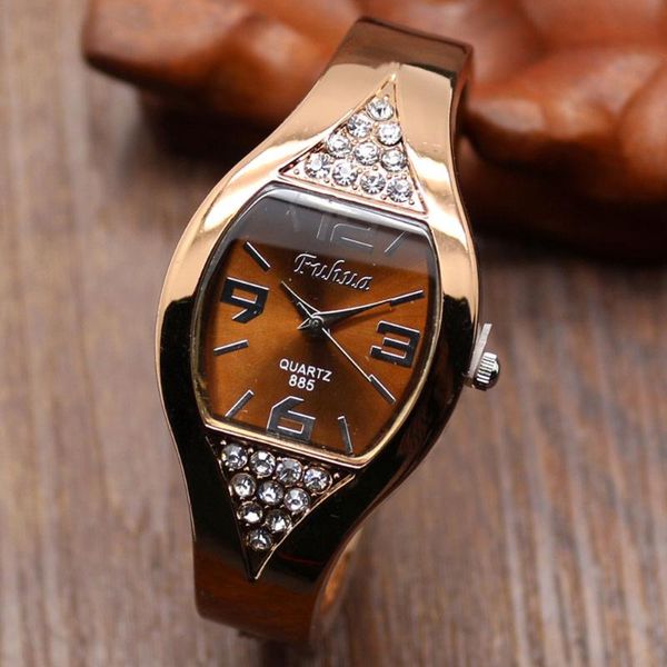 

wristwatches ultra-thin fashion watch women crystal stainless steel bracelet cuff bangle lady movement wristwatch gift for, Slivery;brown