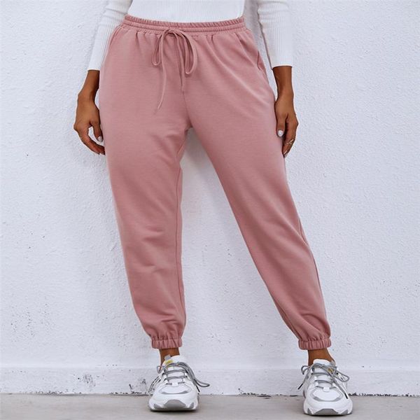 

women's pants & capris for women autumn solid color long trousers drawstring pockets high waist pant clothing 2021 casual loose, Black;white