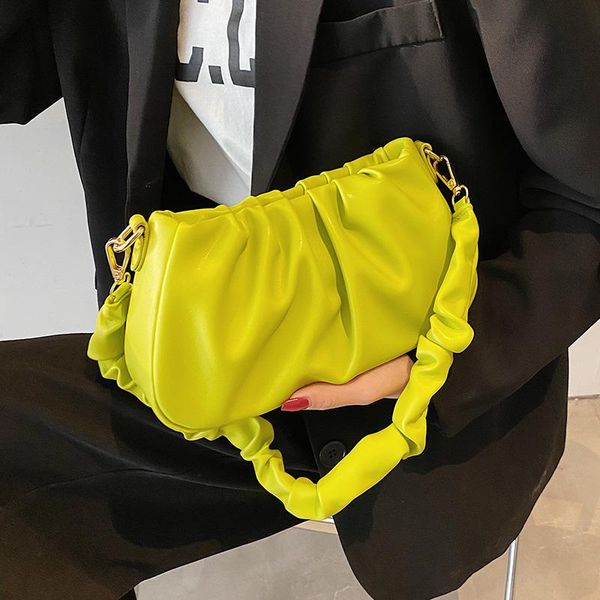 

evening bags folds design small pu leather crossbody for women 2021 simple ladies brand chain trend shoulder handbags and purses