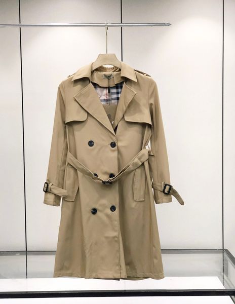 

brand designed women's trench coats classical double-breasted windbreaker medium style autumn winter coat 12104 item, Tan;black