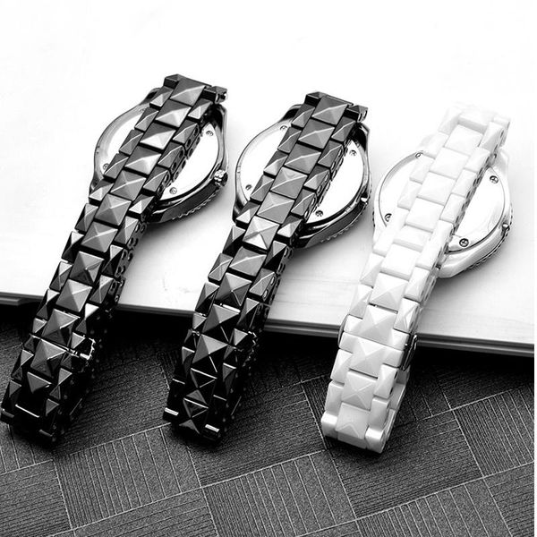 

watch bands ys-39535 universal ceramic case,black / white full case band accessories for diy watchmaker, Black;brown