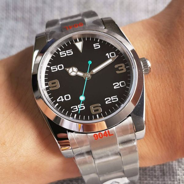 

36mm bliger automatic watch japan miyota8215/nh35a black dial saffier glass oyster/jubilee green lume bracelet, Slivery;brown