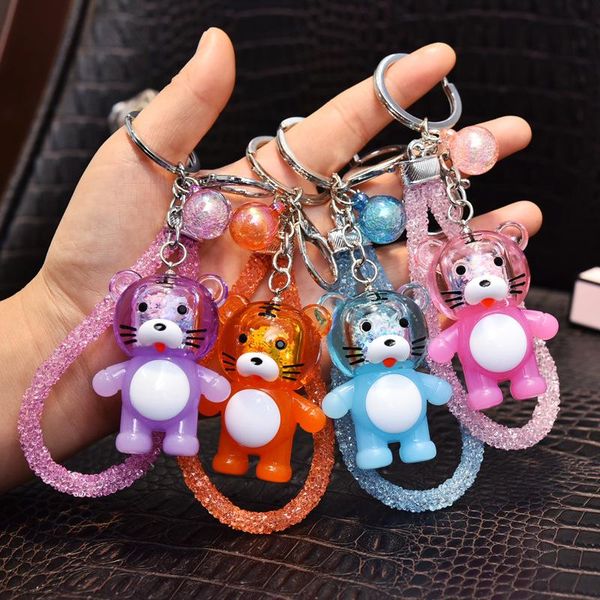 

keychains cute acrylic tiger keychain for women girl pendant bag charms small car key ring lanyard keys, Silver
