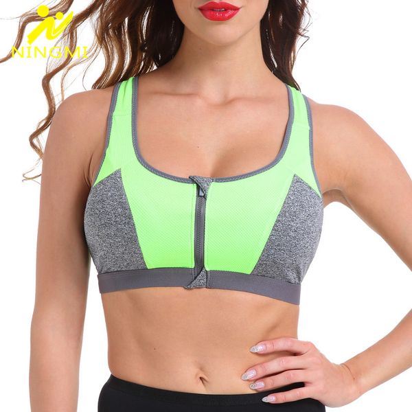 

ningmi sportbeha met rits schokndig gewatteerde vrouwelijke fitness vest ondergoed running push up beha yoga sportkleding