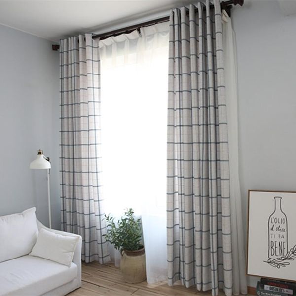 

chenille cotton linen shade curtain simple checkered elegant fabric special offer modern curtains for living room & drapes