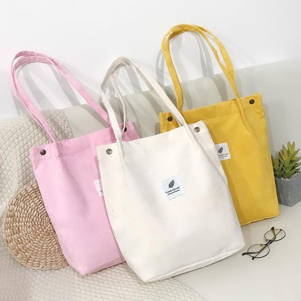 

women's bag 2021 summer casual handbag corduroy four-button canvas fashion shoulder bags shopper large shopping cross body