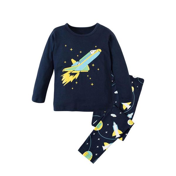 

pajamas children 2pc long sleeve cartoon kids sleepwear baby girl clothes sleep suits autumn cotton child pyjamas boys nightwear, Blue;red