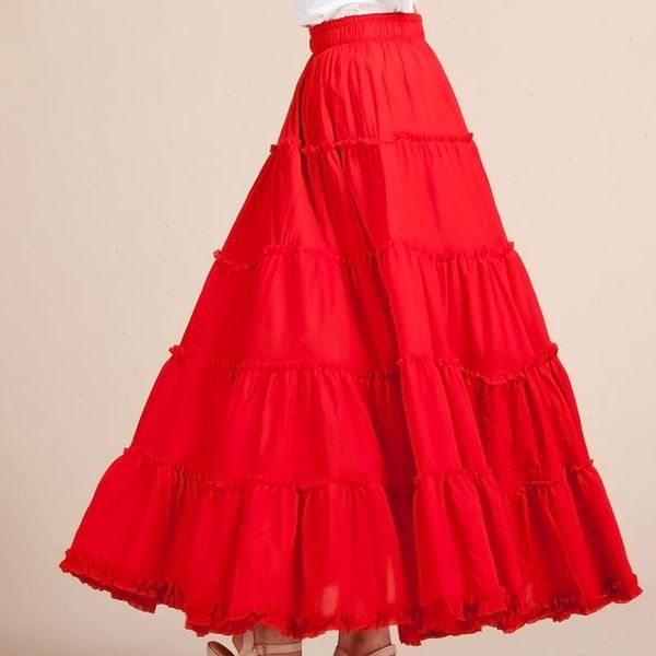 

summer linen cotton vintage long womens skirt elastic waist boho maxi, Black