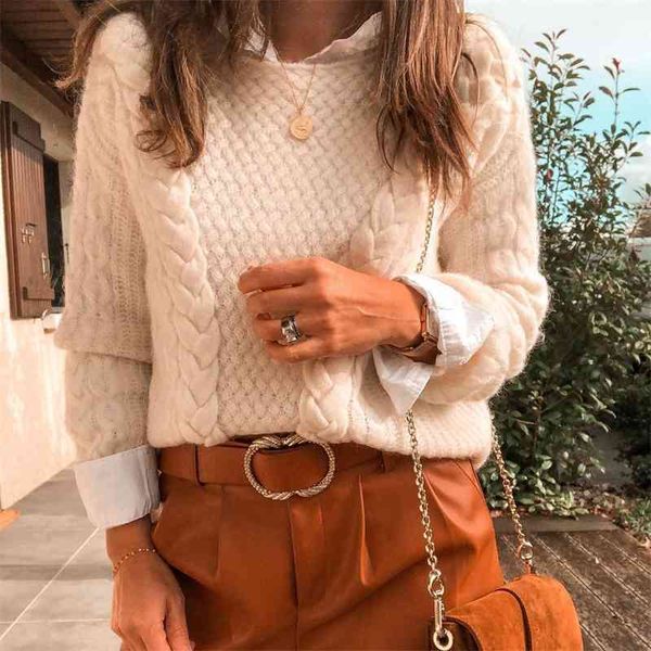 

women's sweaters knitted women sweater autumn vintage o neck long sleeve twisted flower chic pullover office lady knit jumper wint, White;black