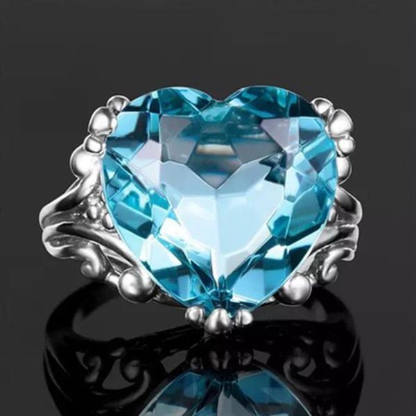 

wedding rings z sea blue heart ring, Slivery;golden