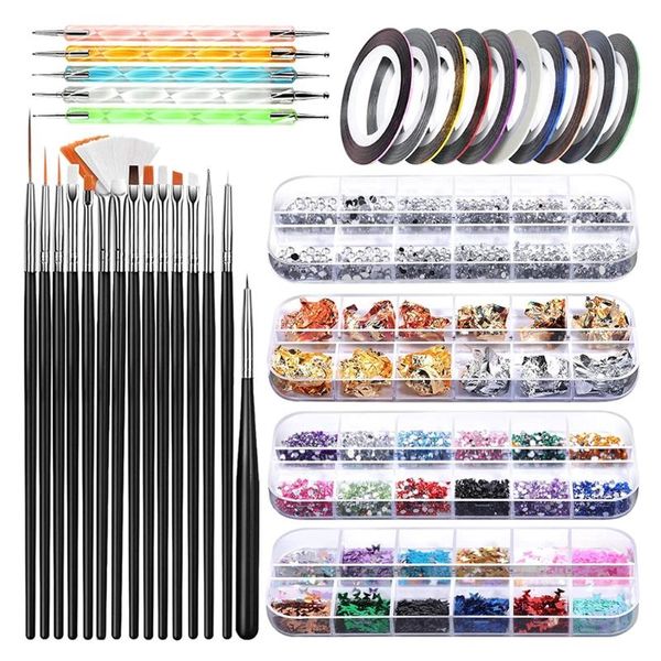 

nail art kits y1uf kit design tools with brushes dotting fine glitter butterfly