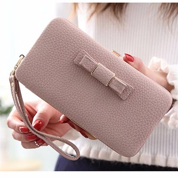 

wallets 2021 casual women's wallet design lunch box bowknot purse large capacity ladies long clutch bags with zipper & hasp, Red;black