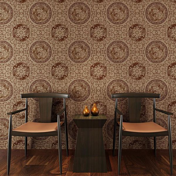 

wallpapers chinese vintage3d pvc wallpaper personality royal pattern mural tea house coffee bar restaurant living room background