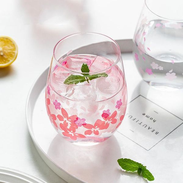 

wine glasses cute crystal glass cup color changing tea cherry blossoms creative transparent coffee milk mug drinkware gift mm60blb