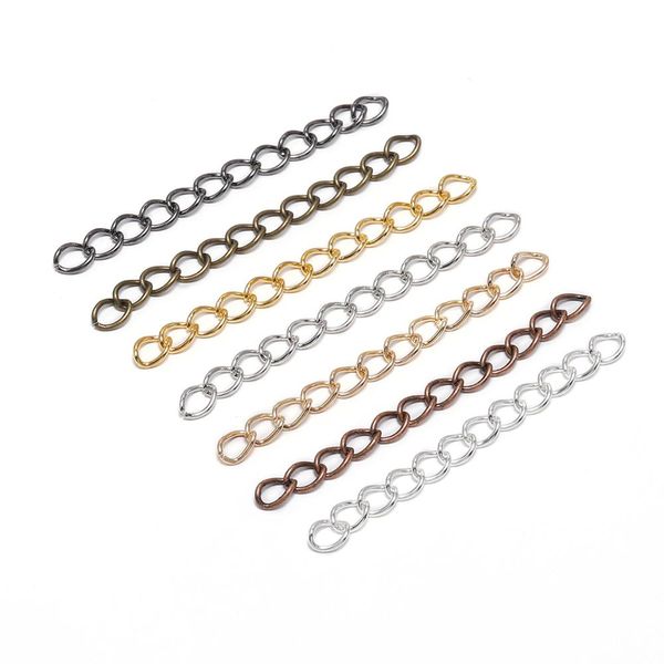 

100pcs/lot 50mm 70mm necklace extension chain bulk bracelet extended chains tail extender for diy jewelry making findings, Blue;slivery