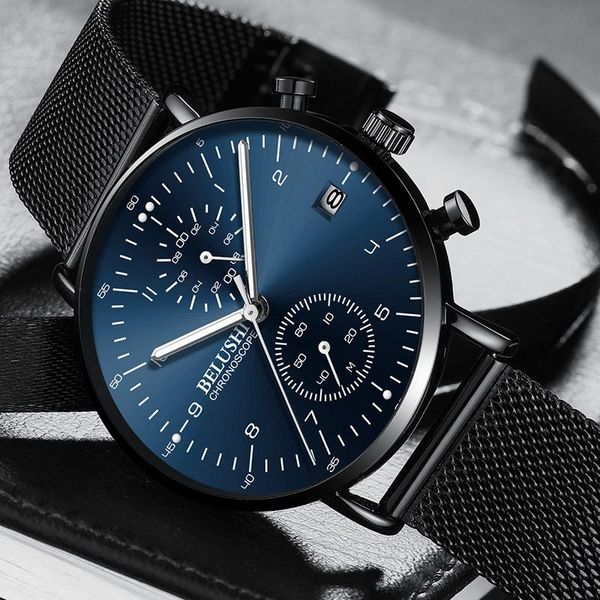 

wristwatches fashion watches men mesh stainless steel waterproof sport quartz watch date mens relogio masculino 2021, Slivery;brown