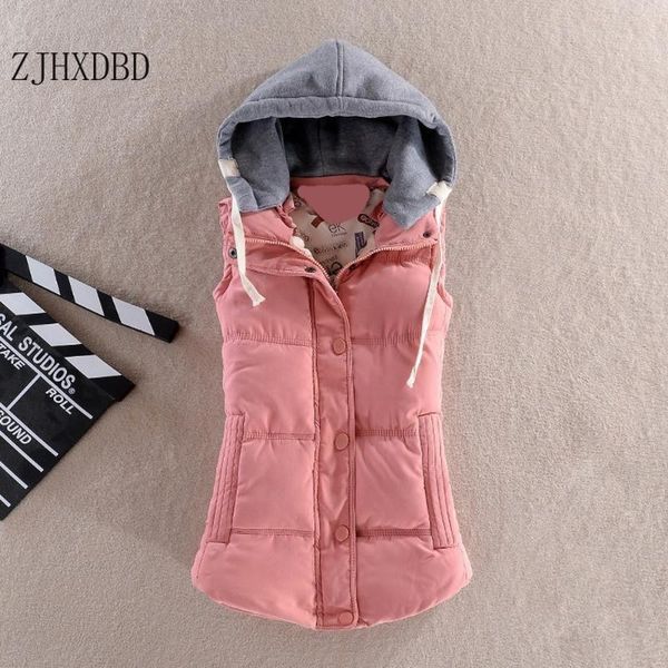 

women's vests plus size 4xl women vest winter jacket pocket hooded coat warm casual cotton padded female slim sleeveless waistcoat clot, Black;white