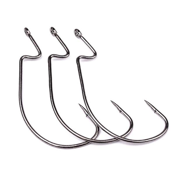 

pcs worm jig big fishing hooks black fish hook bass single series 9282