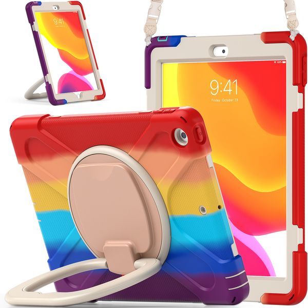 360 ° Rotação Kickstand Tablet Capazes para iPad 10.2 [7th / 8th Generation] Mini 5/4 Air 3/2/1 Pro 11 / 10.5 / 9.7 polegadas Samsung Galaxy Tab T870 Heavy Duty Strap Caixa protetora
