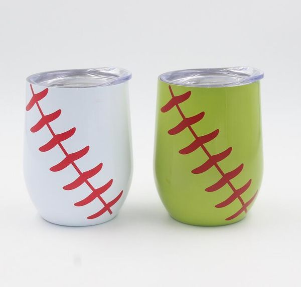 

mugs quevinal20pcs 9oz wine tumbler baseball/softball egg cups glasses stainless steel wall vacuum insulated kids
