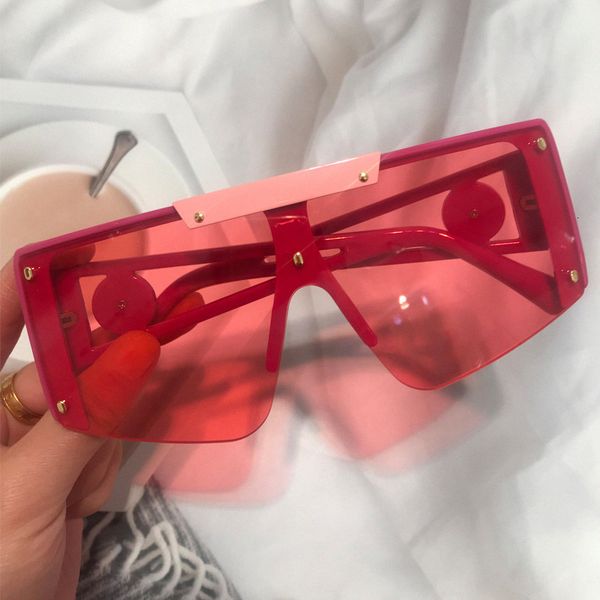 

2021 summer 2021 luxury brand one piece shield sunglasses for women vintage rimless oversize square sun glasses female purple shades men a52, White;black