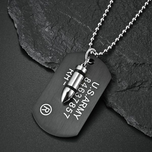 

pendant necklaces cross border e-commerce supply us marine corps army brand double-layer titanium steel necklace customization, Silver