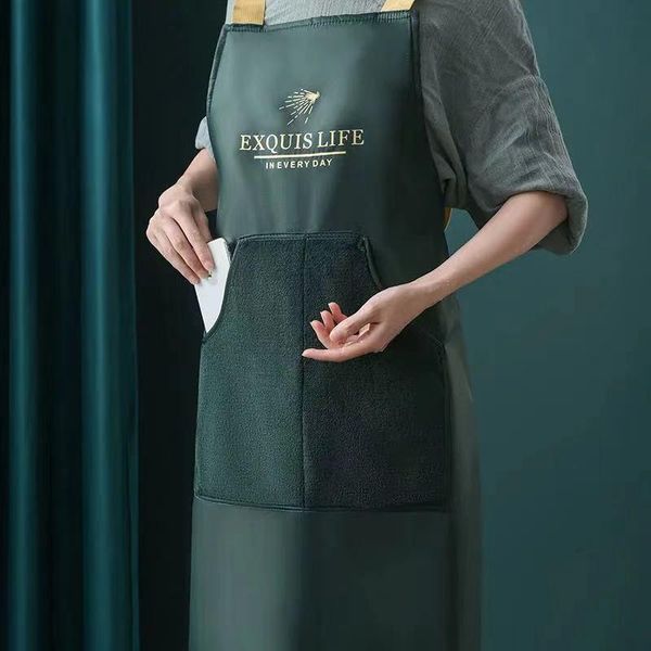 

aprons waterproof oxford cloth bib with pocket household cooking apron kitchen supplies solid color baking for chef