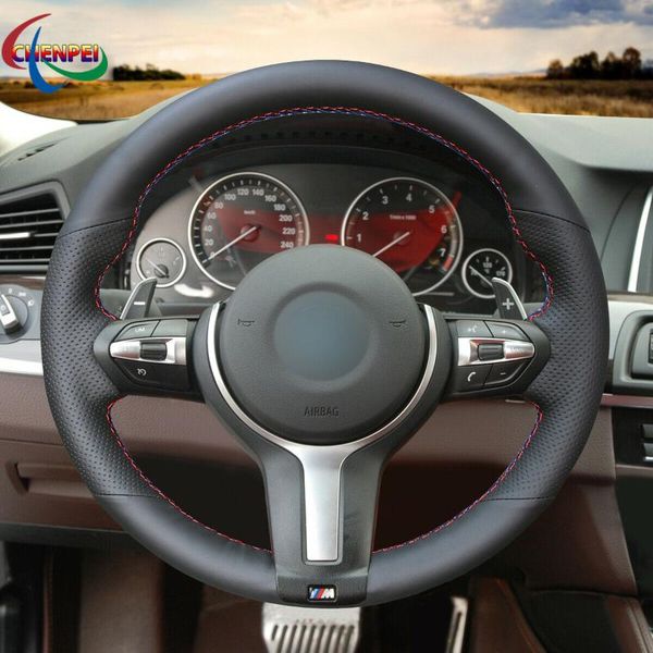 

steering wheel covers diy hand-sewn non-slip artificial leather cover for f30 f34 f22 f23 f32 f33 f36 f10 car interior accessories