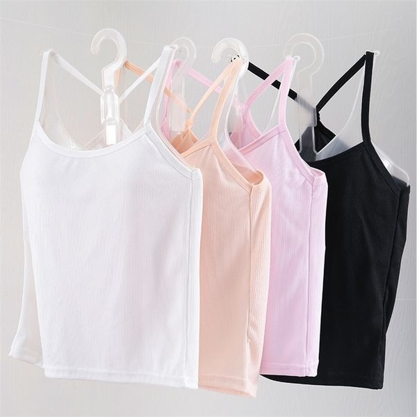 

style summer tshirt cotton back sport halter vest woman clothing 8812# 220314, White