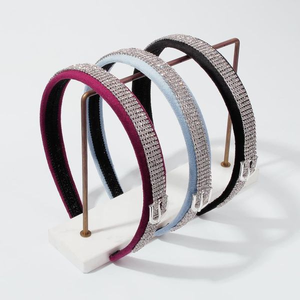 

hair clips & barrettes women's personality luxury gold velvet cloth rhinestone geometry headband for female lady crystal jewelry wholes, Golden;silver