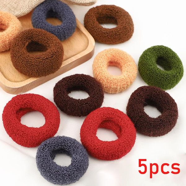 

hair accessories 5pcs thick bands for girls ponytail holder kids candy color hairbands rubber band scrunchie ties rope, Slivery;white