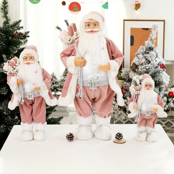 

party favor 60/45/30cm christmas year decorations for home children pink plush santa claus doll ornaments children's gifts