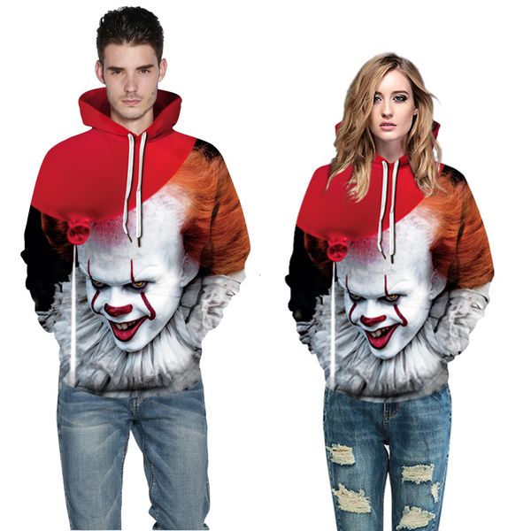 

men's hoodies & sweatshirts chapter two pennywise 3d halloween joker streetwear sweatshirt couple lovers hoody drop, Black