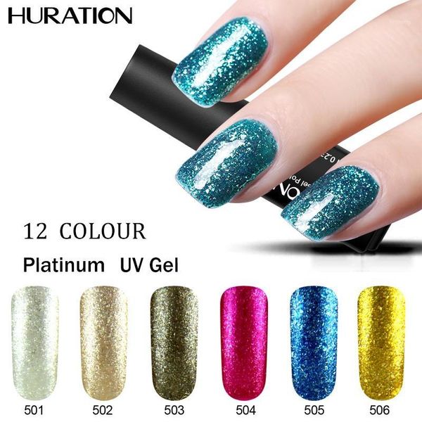 

huration 7 ml platine couleur nail gel vernis semi permanent 12 colour glitter art gelpolish soak off uv varnish1, Red;pink