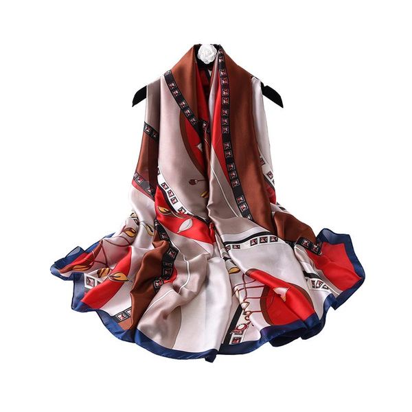 

scarves spring and autumn lady's frivolity silk scarf flower patchwork printing 90*90cm big square female sunscreen head scarv, Blue;gray