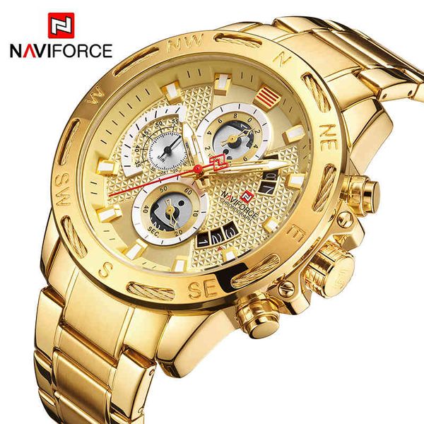 

naviforce men watches luxury fashion sport watches men's waterproof quartz wrist watch male date clock relogio masculino 210517, Slivery;brown