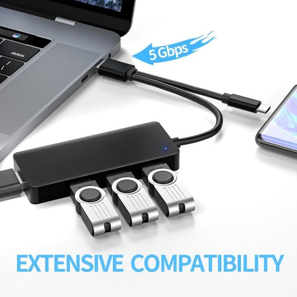 

hubs 67ja usb 3.0 hub, 4 port ultra-slim data hub with 2 way cable type-c
