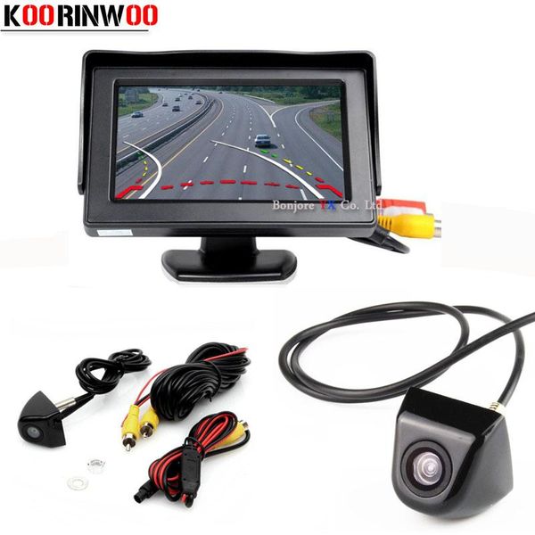

car video koorinwoo 4.3 inch monitor mirror + movable parking guide line camer dynamic trajectory rear view camera reversing 2021