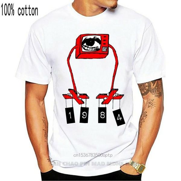 

men's t-shirts george orwell 1984 t-shirt, 2021 fashion short sleeve printed round men price custom made t shirts, White;black