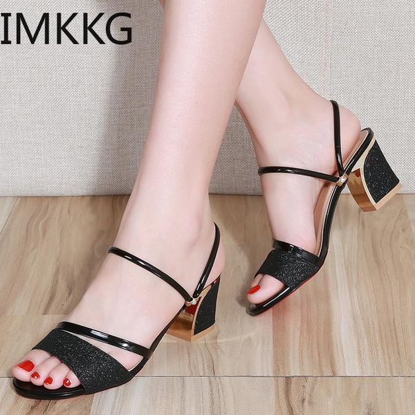 

dress shoes woman sandals slippers summer classic style pumps high heels slip on blingbling fashion women zandalias mujer, Black