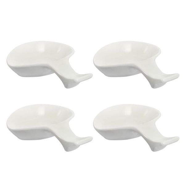 

chopsticks 4pcs ceramic two-in-one saucer bowls rests kitchen gadget (white)