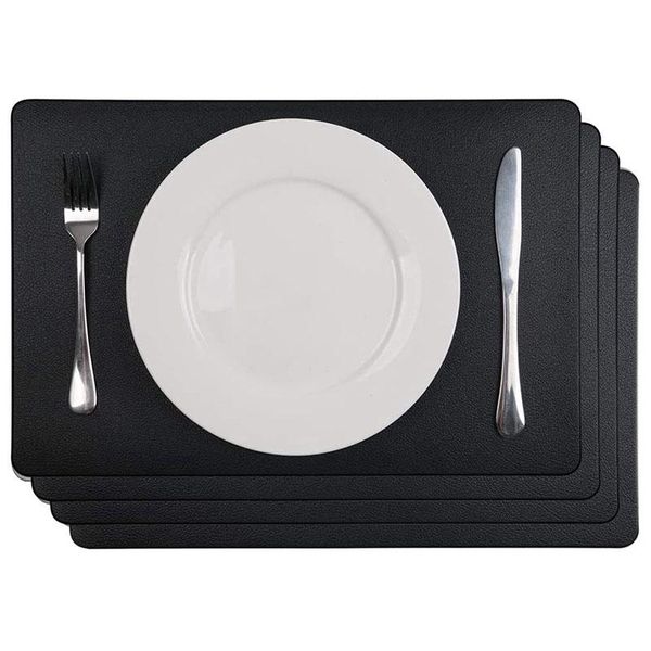 

heat-resistant placemats artificial leather waterproof non-slip washable kitchen black mats & pads