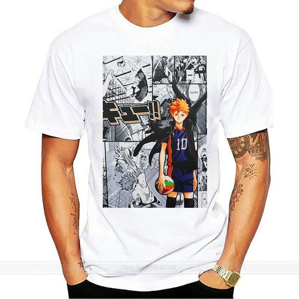 

men's t-shirts 100% cotton print mens summer hinata shoyo manga strip haikyuu haikyu anime tshirt t-shirt tee all size shirt, White;black